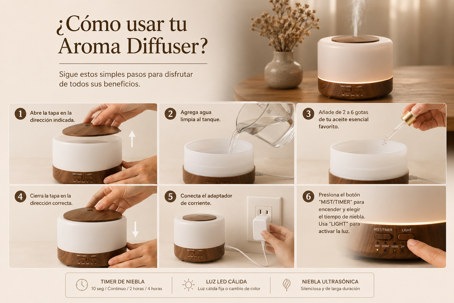 Difusor Ultrasónico LED