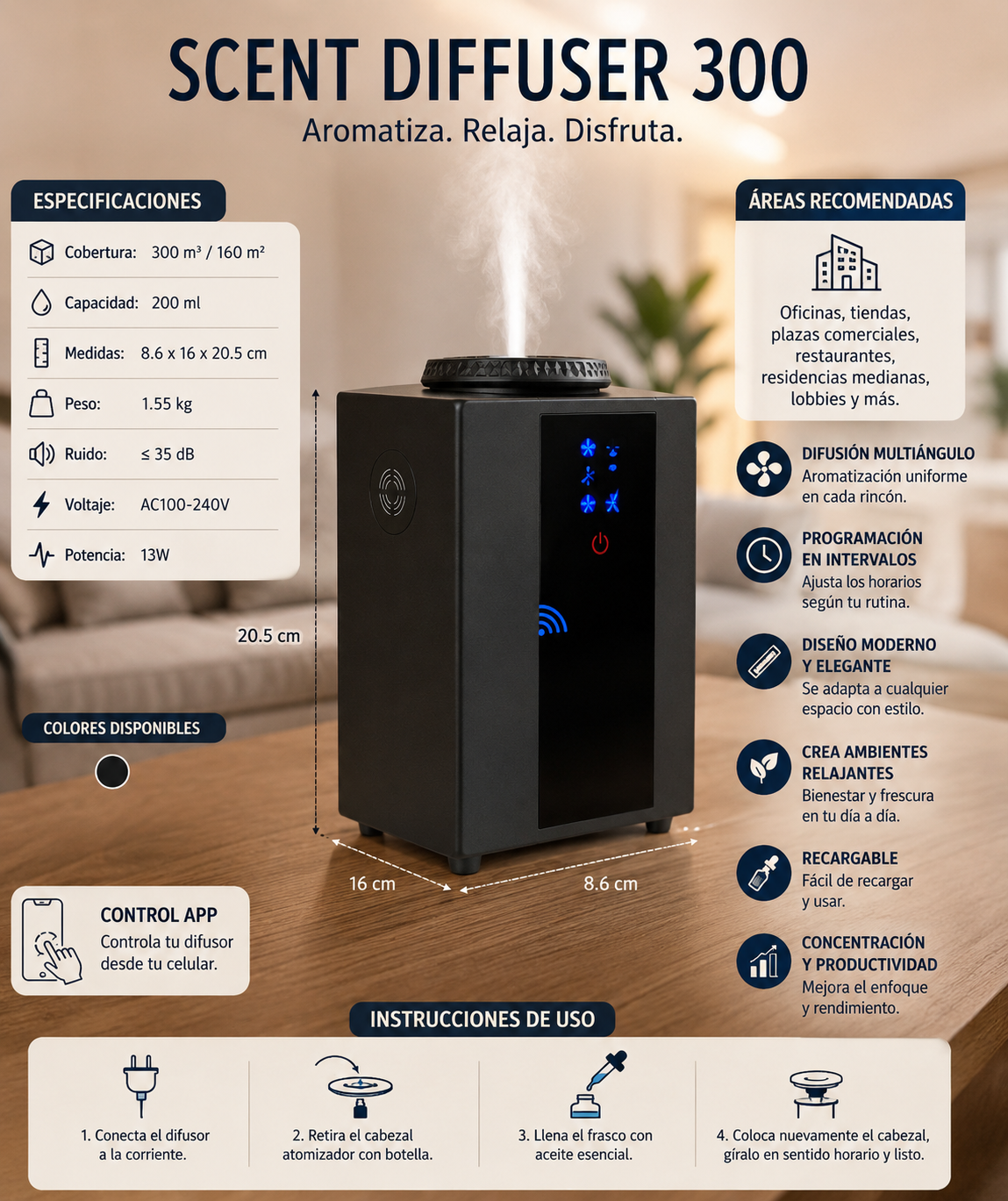Difusor de Aroma Profesional Scent Diffuser 300