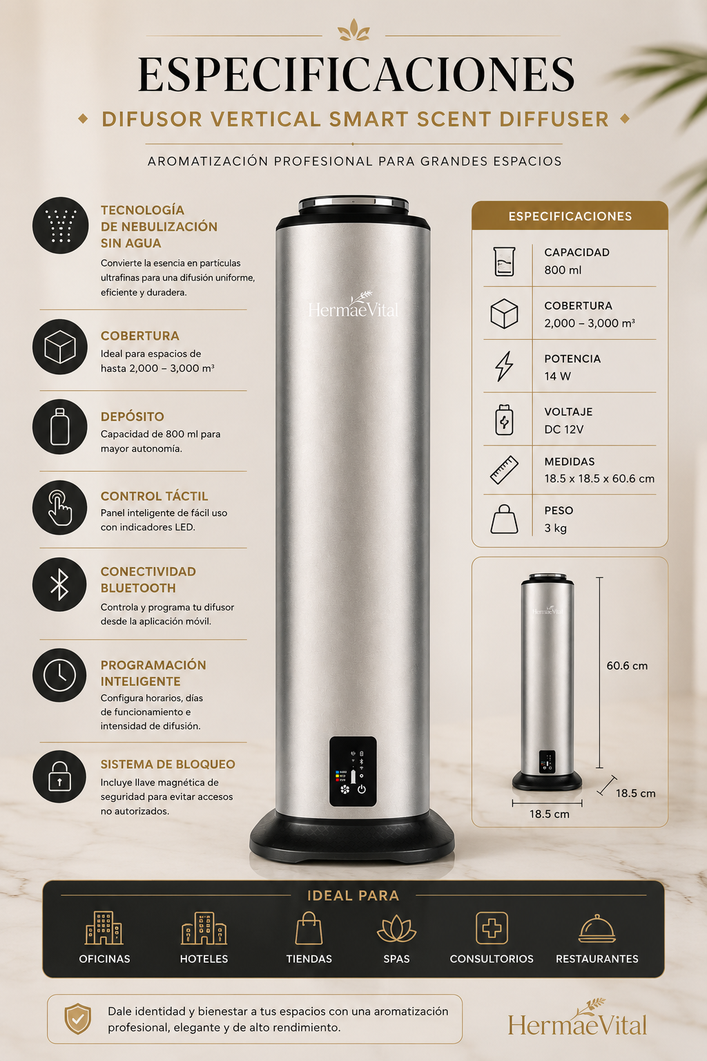 Difusor Vertical Smart Scent Diffuser 800 ml
